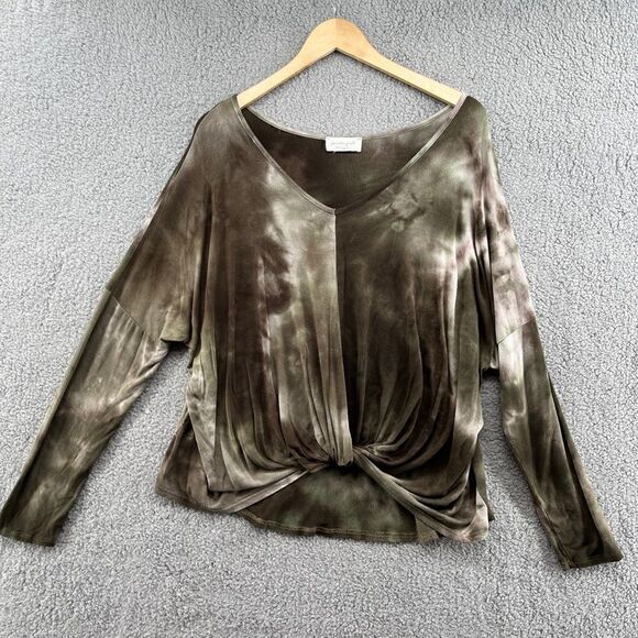 Lavender Field Tie Dye Knot Top Boho Womens Large - Picture 2 of 10